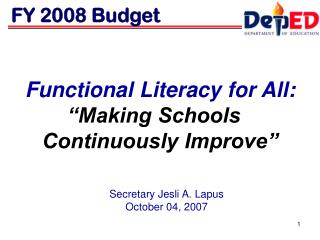 Functional Literacy for All: “Making Schools Continuously Improve”