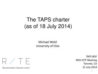 The TAPS charter (as of 18 July 2014)