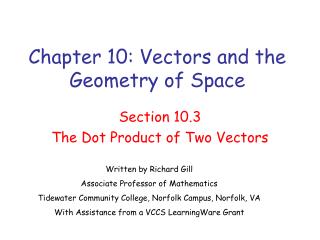 Chapter 10: Vectors and the Geometry of Space