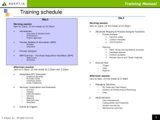 Training schedule