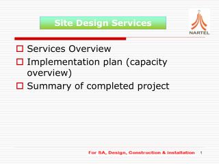 Services Overview Implementation plan (capacity overview) Summary of completed project