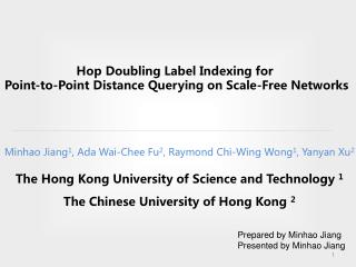 Hop Doub lin g Label Indexing for Point-to-Point Distance Querying on Scale-Free Networks