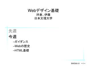 Web デザイン基礎 坪倉、伊藤 日本文理大学