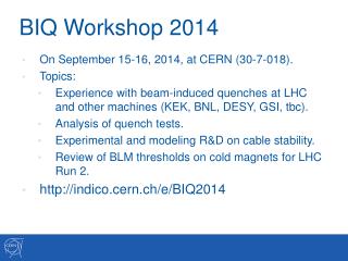 BIQ Workshop 2014