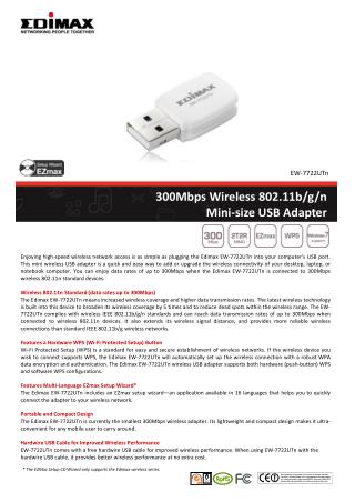 300Mbps Wireless 802.11b/g/n Mini-size USB Adapter