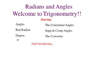 Radians and Angles