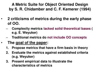 A Metric Suite for Object Oriented Design by S. R. Chidamber and C. F. Kemerer (1994)
