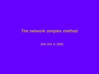 The network simplex method