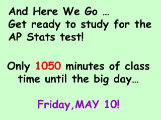 And Here We Go … Get ready to study for the AP Stats test!