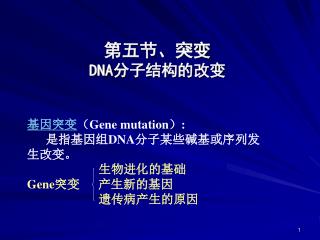 第五节、突变 DNA 分子结构的改变