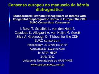Consenso europeu no manuseio da hérnia diafragmática