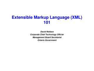 Extensible Markup Language (XML) 101