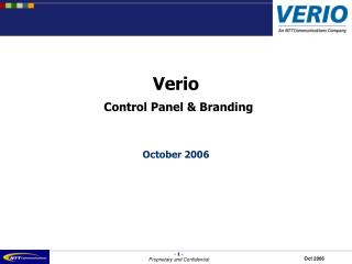 Verio Control Panel & Branding