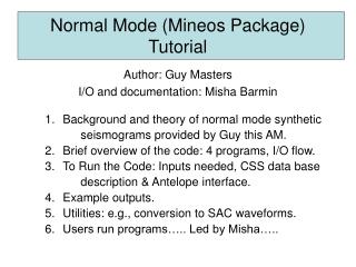 Normal Mode (Mineos Package) Tutorial