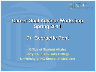 Career Goal Advisor Workshop Spring 2011 Dr. Georgette Dent