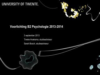 Voorlichting B2 Psychologie 2013-2014