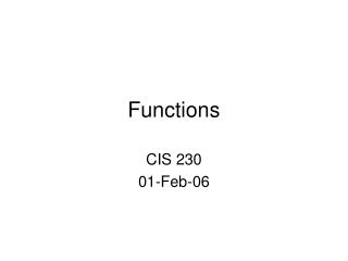 Functions