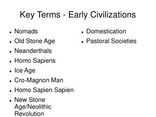 Key Terms - Early Civilizations