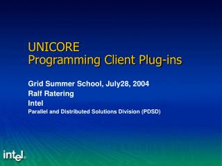 UNICORE Programming Client Plug-ins