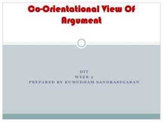 Co- Orientational View Of Argument