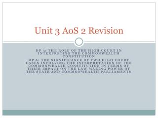 Unit 3 AoS 2 Revision