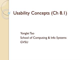 Usability Concepts (Ch 8.1)