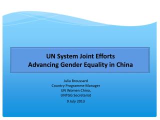 UN System Joint Efforts Advancing Gender Equality in China