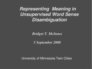 Representing Meaning in Unsupervised Word Sense Disambiguation