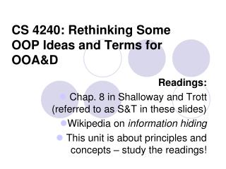 CS 4240: Rethinking Some OOP Ideas and Terms for OOA&amp;D