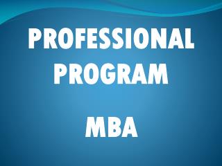 PROFESSIONAL PROGRAM MBA