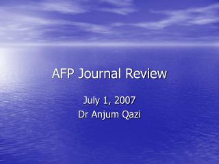 AFP Journal Review