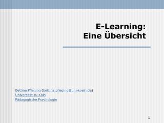 E-Learning: Eine Übersicht