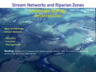 Stream Networks and Riparian Zones Landscape Ecology (EEES 4760/6760) Basic terminology