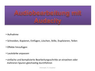 Audiobearbeitung mit Audacity
