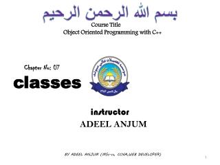 Course Title Object Oriented Programming with C++