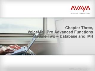 Chapter Three, VoiceMail Pro Advanced Functions Module Two – Database and IVR
