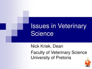 Issues in Veterinary Science