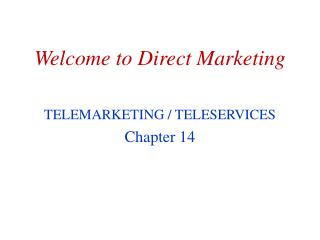 Welcome to Direct Marketing