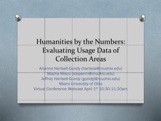 Humanities by the Numbers: Evaluating Usage Data of Collection Areas