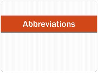 Abbreviations