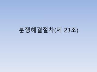 분쟁해결절차 ( 제 23 조 )