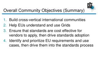 Overall Community Objectives (Summary)