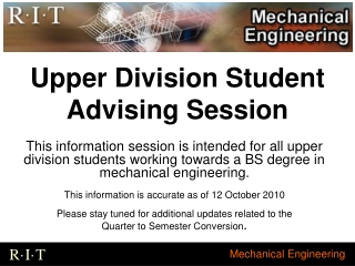 Upper Division Student Advising Session