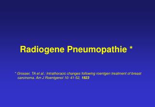 Radiogene Pneumopathie *
