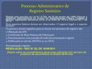 Processo Administrativo de Registro Sanitário