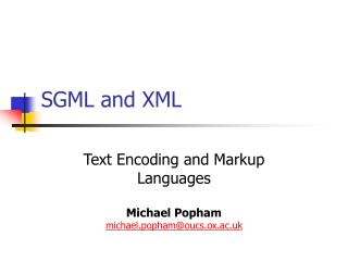 SGML and XML