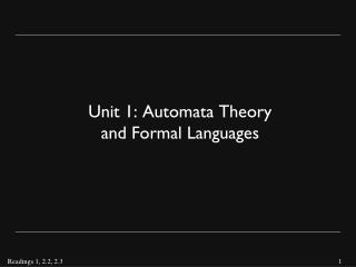 Unit 1: Automata Theory and Formal Languages