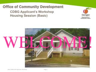 CDBG Applicant’s Workshop Housing Session (Basic)