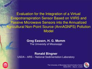 Greg Easson, H. G. Momm The University of Mississippi Ronald Bingner