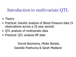 Introduction to multivariate QTL